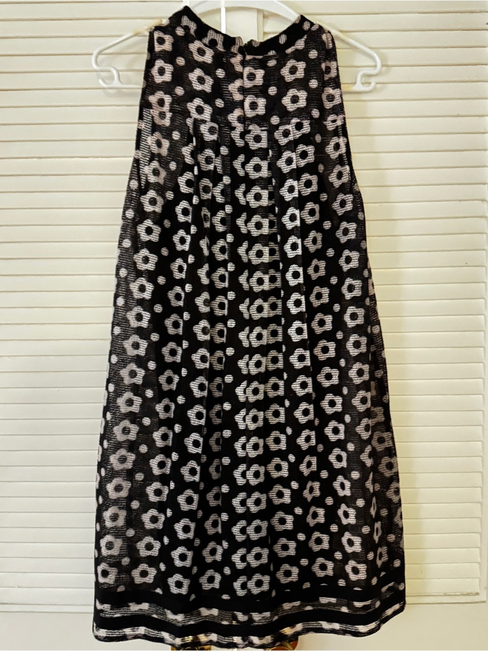 Nina Leonard Black and White Floral Lace Overlay Midi Dress